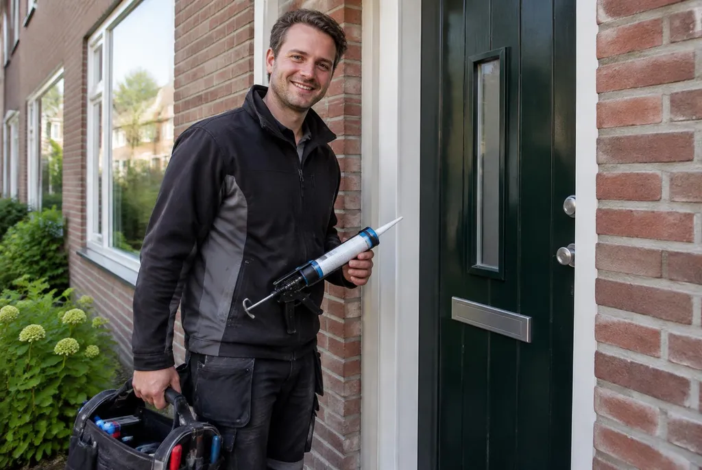 Vakman van Kitbedrijf Rosmalen bij de voordeur van een woning